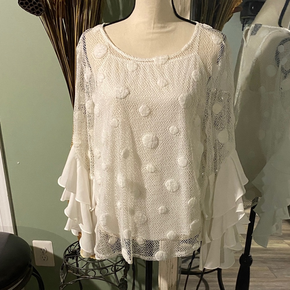 Chic White Polka Dot Women's Blouse